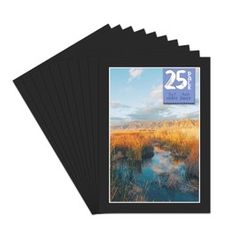 Golden State Art, Acid Free, Pack of 25, 5x7 Black Picture Mats Mattes for 4x6 Photos - White Core Bevel Cut