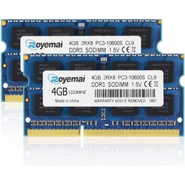 PC3-10600 DDR3 1333 8GB Kit (2x4GB) RAM PC3 10600S 1333MHZ 2Rx8 204-pin 1.5v 4GB Actualización de Memoria para portátil