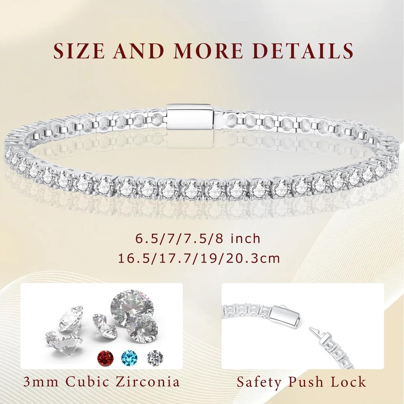 LOVANS Bracelet for Womens, Silver Plated Tennis Bracelet With Sparkle