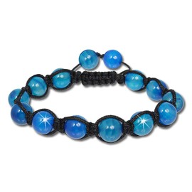 SilberDream Shamballa SDA917 Bracelet Blue Bracelet Women's Balls 18-23 cm Textile Bracelet, Stone Textile stone, stone