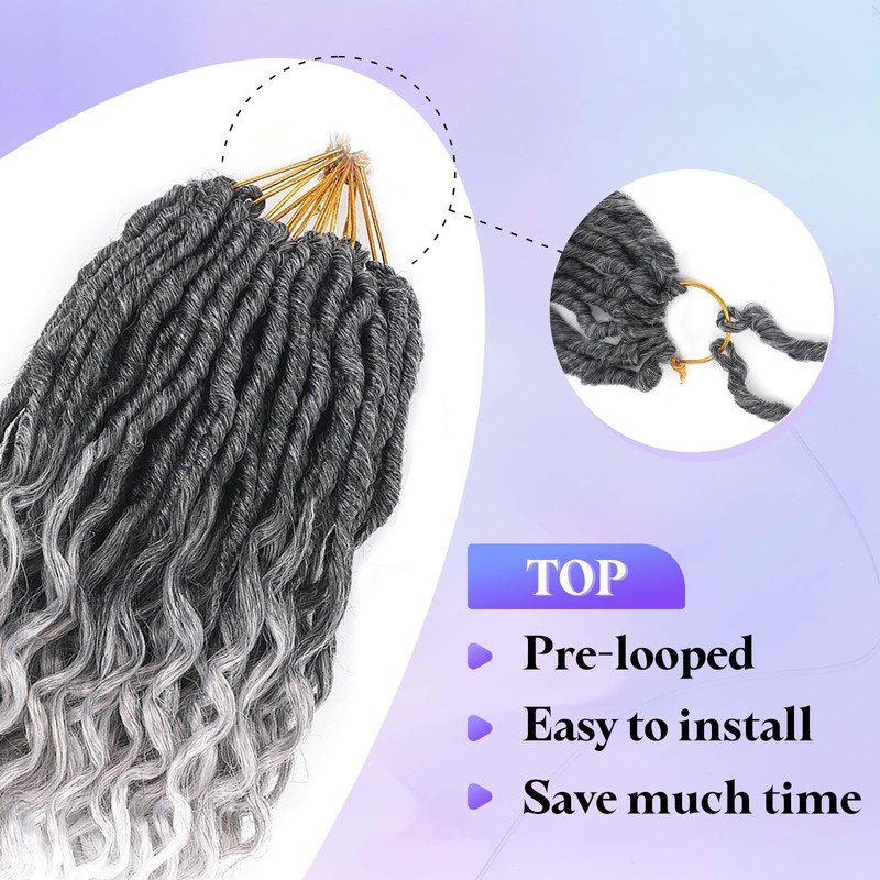 Deep Goddess Pre Looped Locs Crochet Hair(18 Inch 8 Pcs