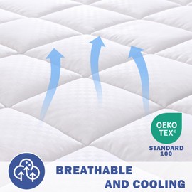 OLANLY Cal King Quilted Fitted Mattress Pad, Cooling Soft Mattress Topper, Elastic Fitted Mattress Cover Stretches up to 21 Inches Deep, Machine Washable Mattress Protector (72x84 inch, White)