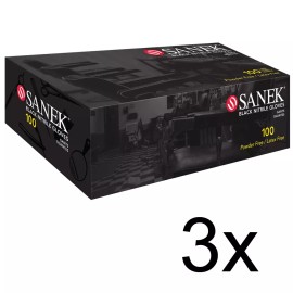 SANEK GL-78523x3 BARBER BEAUTY SALON SANEK BLACK NITRILE GLOVES 3 X 100 PACK - SMALL