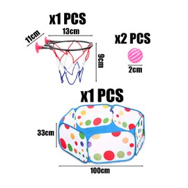 1 Pop-Up Ball Pool, 1 Basketball Hoop with 2 Suction Cups and 2 Balls, Foldable Ball Pit, Children's Play Ball Pool, Outdoor Play Ball Pool