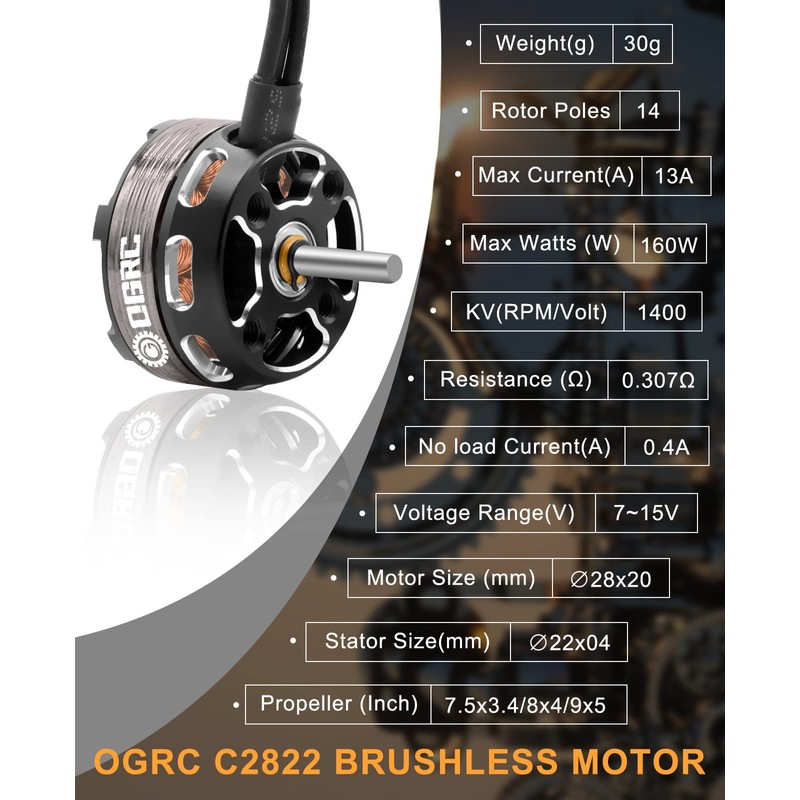 OGRC C2822 Outrunner Brushless Motor 1400KV RC Models Brushless Motor