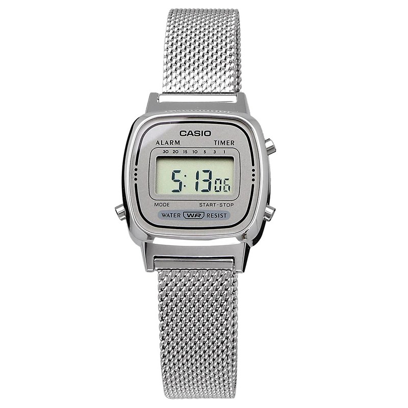 CASIO LA670WEM-7 Casio Standard Women's Quartz, Digital Metal, Mesh, Silver,