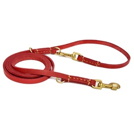 Guiding Star - Correa de Piel para Perro de 8 pies, Suave multifunción 6 en 1, Correa de Piel Manos Libres, Doble Correa Cruzada para Perros pequeños, medianos y Grandes, Perros de Servicio, Rojo