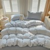 Blue Gingham Duvet Cover Set King Size Plaid Grid Checkered