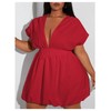 WDIRARA Women's Plus Size Deep V Neck Bubble Dress Short