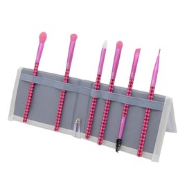 MODA Keep It Classy Eye Flip Kit – 7pc Travel-Size Makeup Brush Set in Metallic Pink, Vegan & Portable
