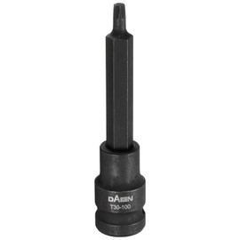 HARFINGTON T30 Torx Bit Socket 100mm/3.94" Length 1/2" Square Drive Star 6 Point Extension Impact Bit Power Nut Driver Set S2 Steel Socket Ratchet Wrench Bits, Black