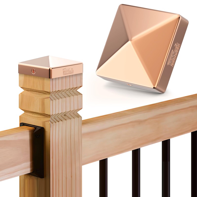 Solid Copper Pyramid Post Cap for 4x4 Wood Posts (3.5"