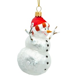 SIKORA BS703 Snowman with Branches, Christmas Tree Decoration, Glass Figure, Christmas Tree Pendant, Premium Line, Variant: with Branches