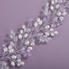 Teyglen Bridal Purple Crystal and Pearl Beads Hair Vine Rhinestone