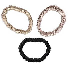 Silk Hair Scrunchies for Women and Girls, 100% Real Mulberry Charmeuse 19 Momme Pure Silk Hair Tie for Sleeping and Curly Hair, Real Silk Scrunchies for Hair