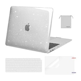 MOSISO Compatible with MacBook Air 13 inch Case 2022 2021 2020 2019 2018 Release A2337 M1 A2179 A1932 Retina Display, Glitter Plastic Hard Shell&Keyboard Cover&Screen Protector&Storage Bag,Transparent
