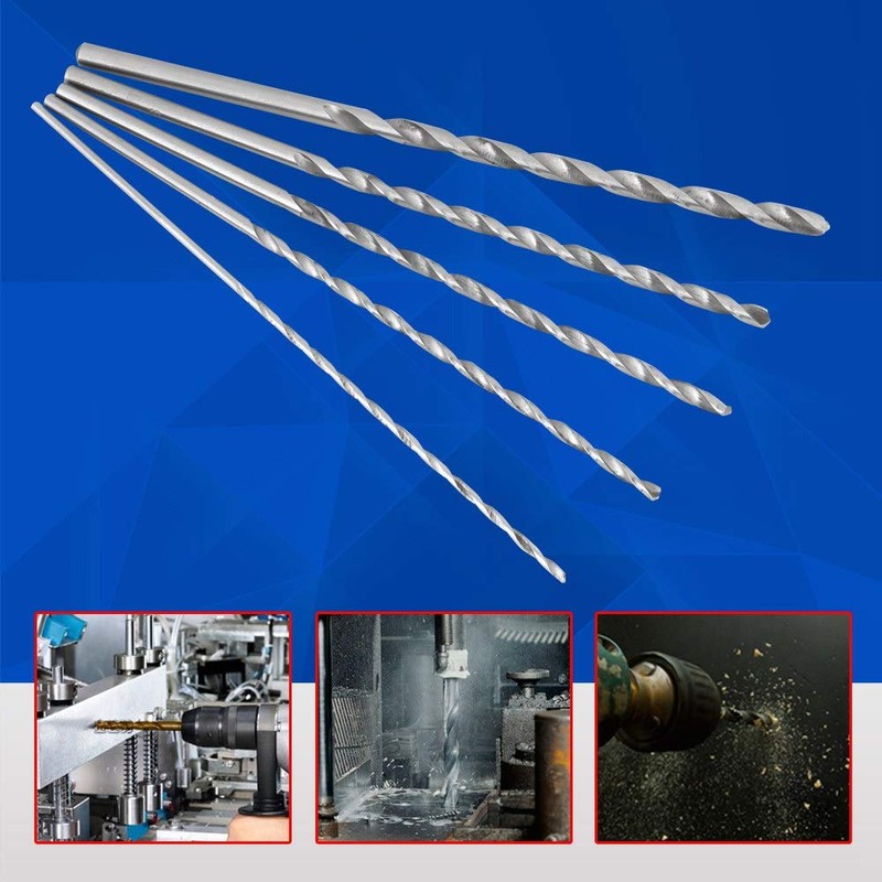 5pcs Extra Long Wood Drill Bit Set, High Speed Steel