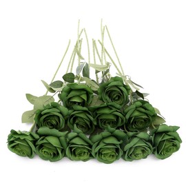 Laelfe 12 PCS Artificial Flowers Silk Flowers Fake Long Stem Artificial Roses for Home Wedding Bathroom Kitchen Decorations