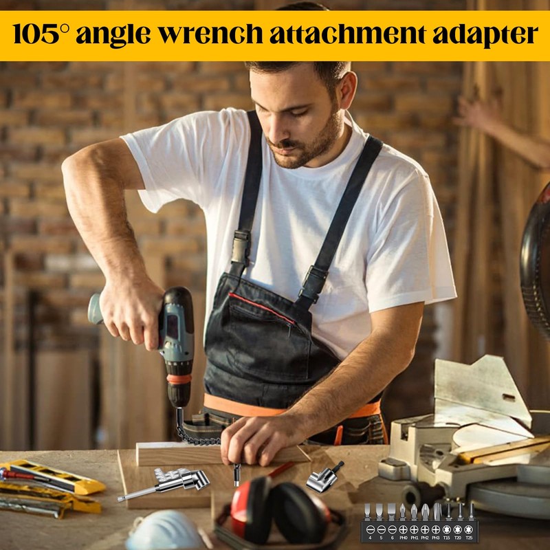 Oneroomone 13 Pieces Adapter for Angle Screwdriver, 105 Degree Angle
