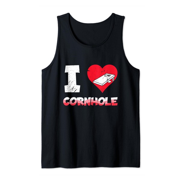 I Love Cornhole Sand Bag Toss Heart Cornhole Tank Top