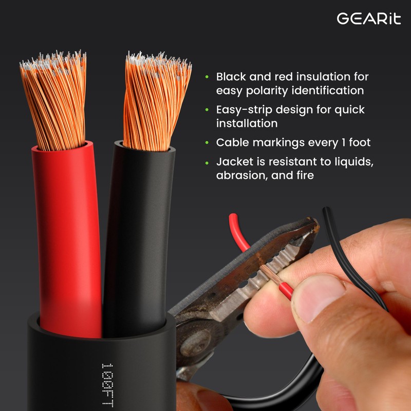 GearIT 10/2 Speaker Wire (100 Feet) 10 Gauge (Copper Clad