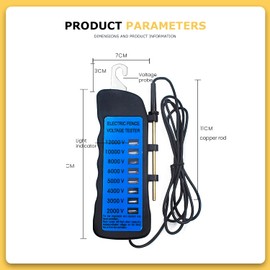 Electric Fence Voltage Tester, 12KV Fence Tester 8 Neon Indicator Lights/Fence Tester for Farms Fault Finder Portable Testing Tool