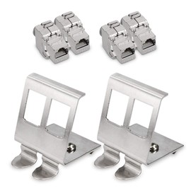 kwmobile Keystone Module and DIN Rail Adapter Set - Fits Standard DIN Rail - 4x CAT 6A Module 2x Holder - RJ45 Socket Shielded - Tool-Free