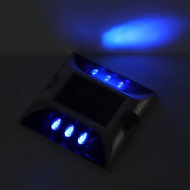 Solar Driveway Lights, Solar Power Ground Marker Lights Waterproof Outdoor Driveway Road Highway Spike Lamp, Outdoor Driveway Road Stud Lamp, Solar Deck Lights (Blue)