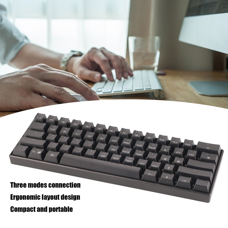 Mechanical Keyboard 61 Keys Three Modes Support Wireless Portable Ergonomic