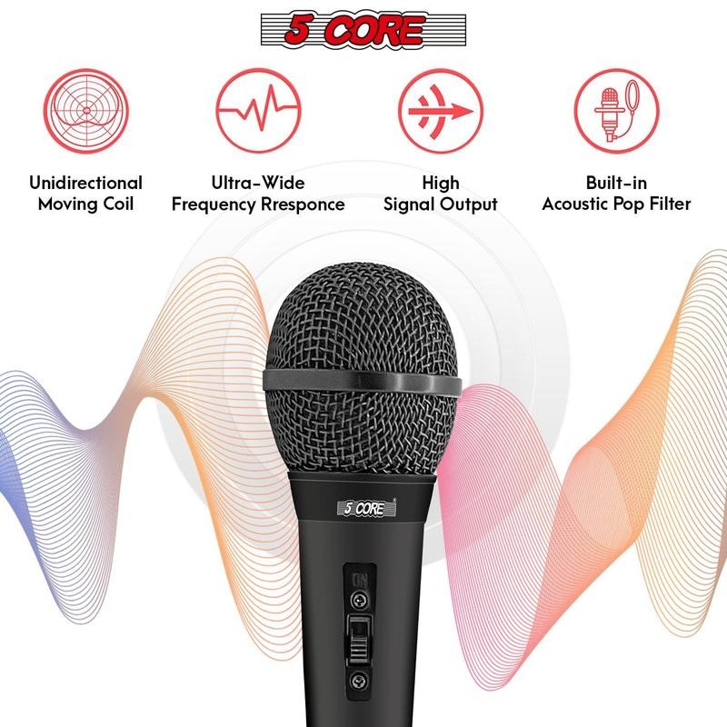 5Core XLR Microphone Dynamic Mic Karaoke Singing Studio Mics Handheld