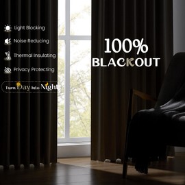 UHITECH Pinch Pleated Short Blackout Curtains 35 Inch Long Natural Black Out Curtain for Kitchen Window Panels Living Room Darkening Drapes Thermal for Basement