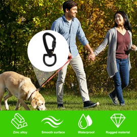 Carabiner Clips, 2pcs Swivel Snap Hook Dog Lead Clips Heavy Duty Spring Key Zinc Alloy 360° Rotatable Spinner D Shaped for Climbing Walking Rock Dog Leash Black