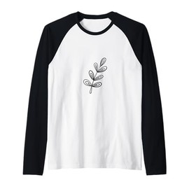 Cute Leaves Pattern Botanical Leaf Minimalism Japandi Raglan Baseball Tee
