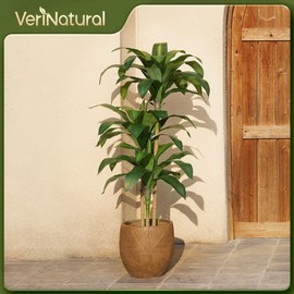 VeriNatural Artificial Dracaena Tree, 5FT Tall Fake Plants with UV Resistant Leaves, Faux Tropical Yucca Trees for Indoor Outdoor, Potted Large Floor Plant for Home Decor Living Room Porch, VN123