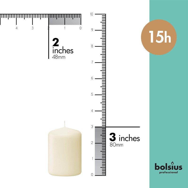 Bolsius Ivory Pillar Candles – 2x3 Inches – 20 Pack