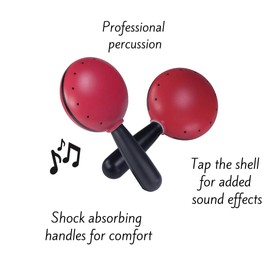 Halilit Hi-Lo Maracas (Pair). High-end Hand Shaker Percussion Musical Instrument. Percussionists of All Levels. Teens & Adults. Built to Last (Red)
