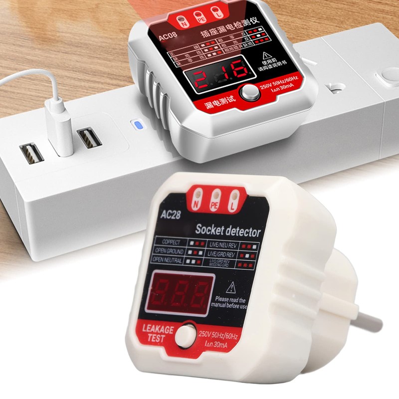 Fydun Socket Tester, LCD Digital Display, Phase Detector, Ground Wire,