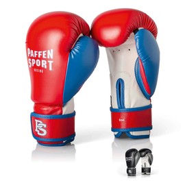Paffen Sport Kids Boxing Gloves for Boxing Training Kickboxing Muay Thai K1 and Other Martial Arts (Red/Blue/White, 6UZ)