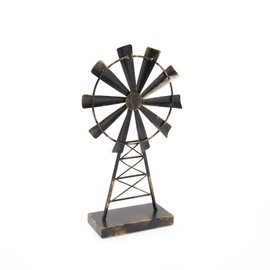 Farmlyn Creek Metal Windmill for Farmhouse Decor, Rustic Home Decorations (8 x 14 Inches)