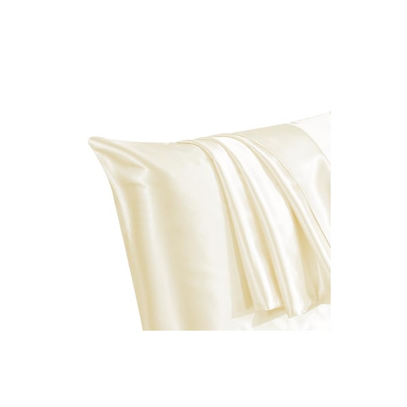 Silk Satin Pillow Cases 2 Pack White, Silky Pillowcases for