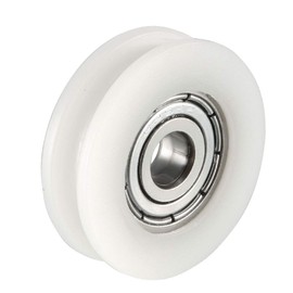 sourcing map Metal V Groove Guide Bearing Pulleys 5 x 24 x 7 mm 1.8 mm Deep Pack of 4