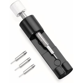 Watch strap link removal tool, Strap Adjustment & Link Removal Tool with 3 Extra Pins, Watch Sizing Kit Watch Strap Link Pin Remover Adjust Tool for Strap Resizing, Pin Removal & Spring Bars (Black)