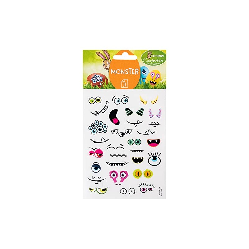 Heitmann Eierfarben - Sticker Monster - 2 Motif Sheets, 1018607,