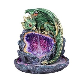 Pacific Trading Green Dragon Back Flow Incense Burner with LED Figurine Decoration New