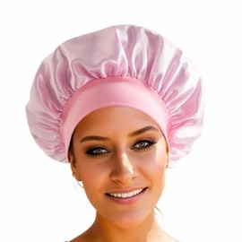 Satin Hat Sleep Silk Round Fabric Protect Hair Comfort Hair Night Anti-frizz Sleeping Hat Four Seasons Breathability Sleep Cap:_Pink