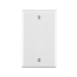Leviton 1-Gang No Device Blank Wallplate, Standard Size, Thermoplastic Nylon, Box Mount, 80714-W, White