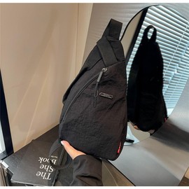 OrcOw Small Sling Bag Waterproof Lightweight Nylon Sling Rucksack Bag Shoulder Bag Classic Distressed Nylon Healthy Back Bag Crossbody Backpack for Men Women Shoulder Bag for Sports Outdoor Travel