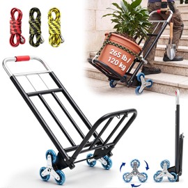 Lounsweer Stair Climbing Cart, 265 Lbs Plant Caddy with 3 Bungee Cords