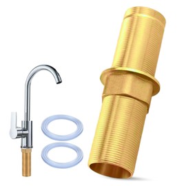 Tap Hose Extension, Tap Extended Kit 31.5 x 100 mm Brass Fixing Tap Extension Attachment with Copper Nut 2 Rubber Seals