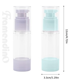Framendino, 4 Pack Airless Pump Bottles Set 1oz 30ml Refillable Lotion Dispenser Travel Size Foundation Containers for Shampoo Liquid